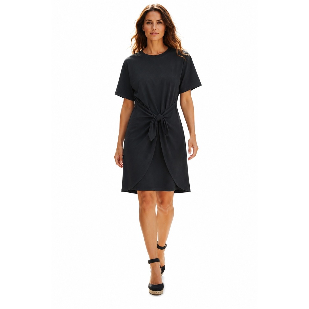 Xirena Gray 100% Cotton Jersey Wrap Tie Waist Dress S Made USA NWOT Luxe $185